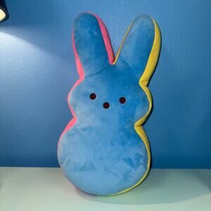 Peeps Color Block Bunny Plush Pillow 17in Blue Pink Yellow Purple Tush Tag